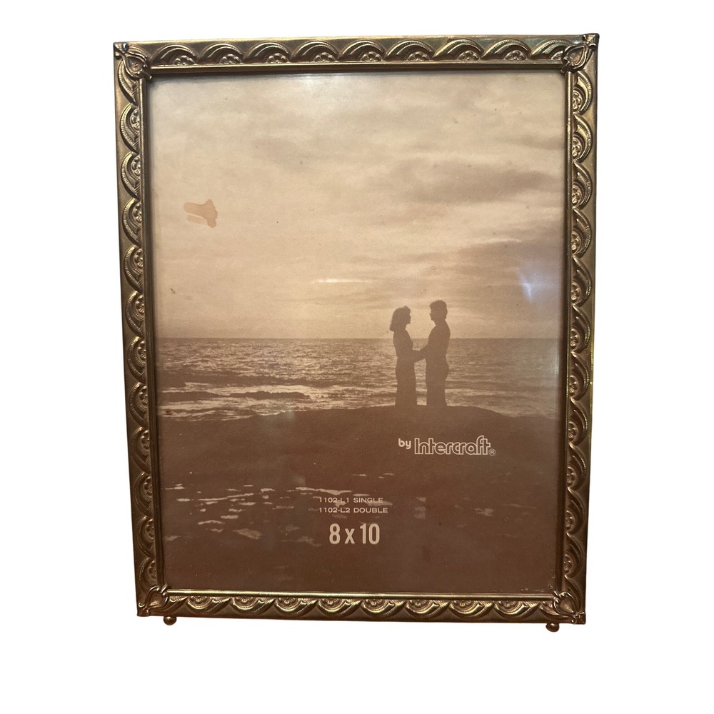 Intercraft‎ Picture Frame 8x10 Gold Toned Ornate Scalloped Embossed Vintage